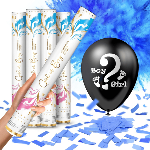 Gender Reveal Confetti Cannon & Gender Reveal Games for Guests