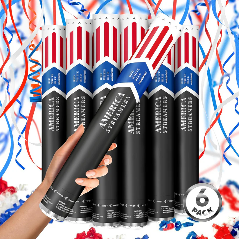 [6 Pack] America Streamers Cannon
