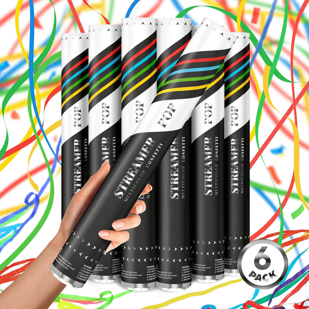 6 STREAMERS Confetti Cannons-16″