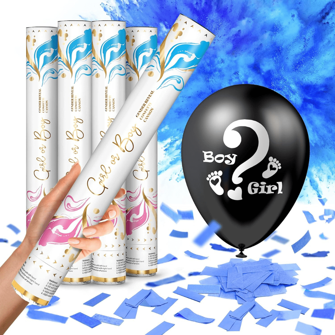 BLUE Gender Reveal Powder Cannon & Confetti Balloon