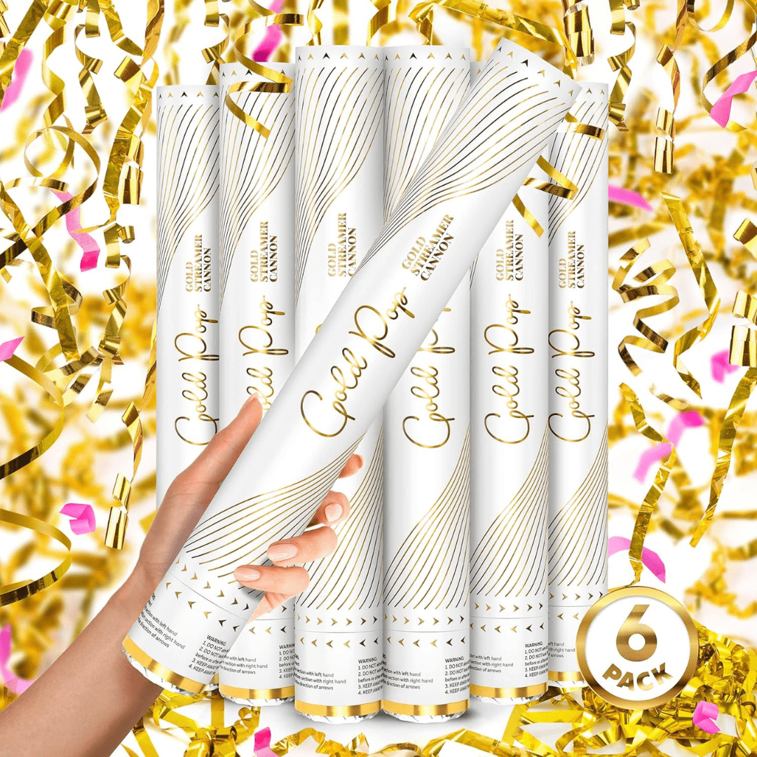 GOLD Streamers Confetti Cannon – 16″